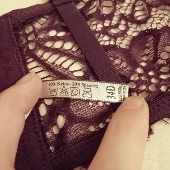 Soft & Sexy Longline Purple Lace Push-Up Bra, 34D, BNWT - Picture 6 of 8